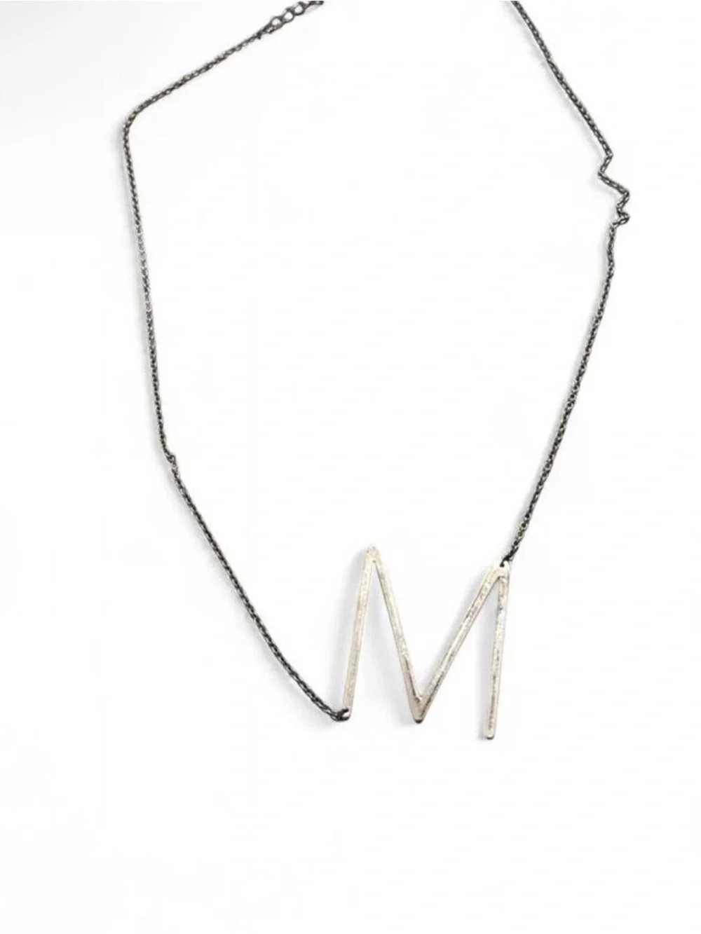 Silver Initial 'M' Pendant Necklace - Minimal Letter Charm